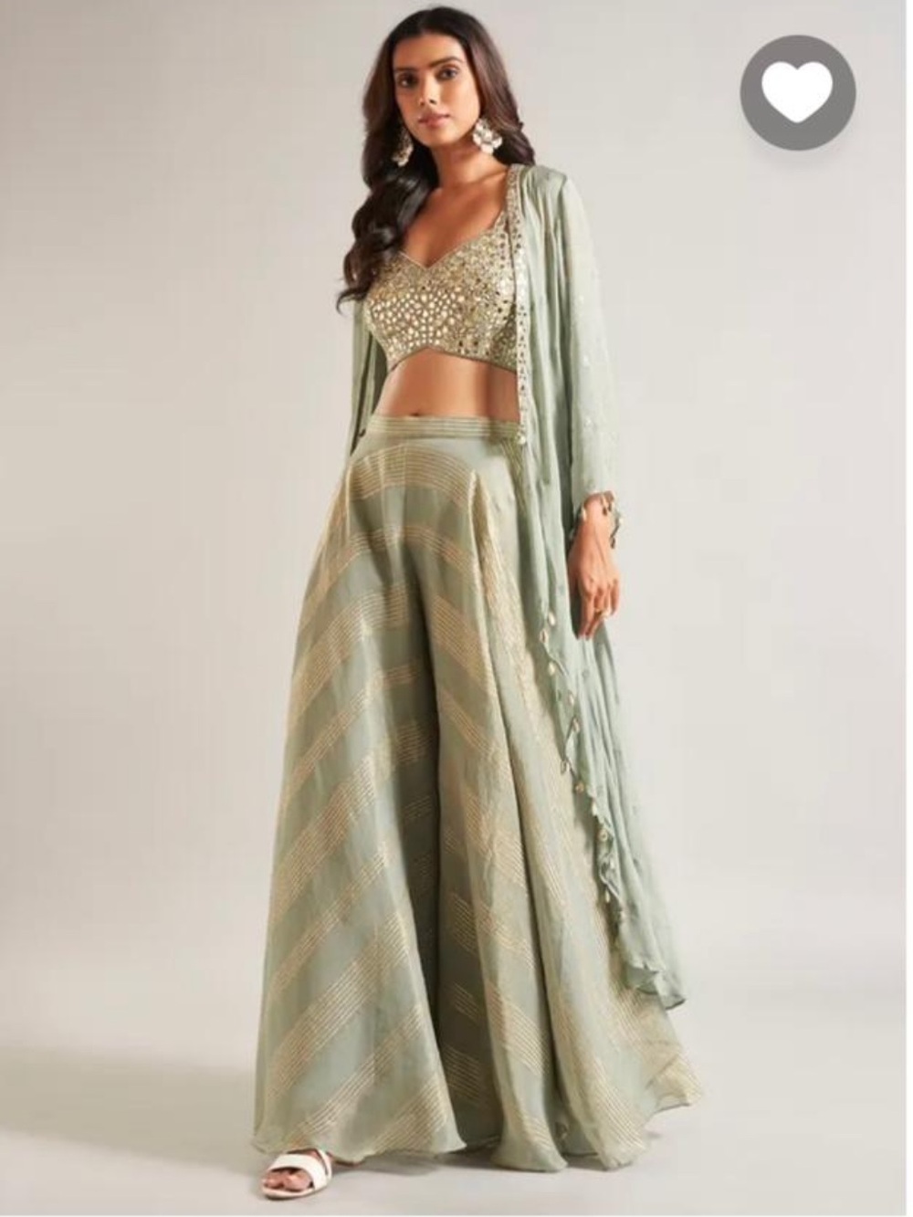 Kurti with Palazzo Pants and Jacket Mirror Work